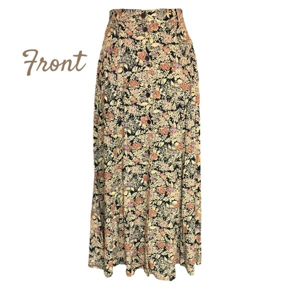 EVC Vintage Marnie West Floral A-line Midi Skirt Women's Small Made in USA - Picture 4 of 14